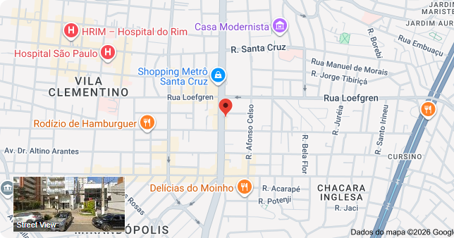 Localização do consultório de nutrição em São Paulo no Google Maps